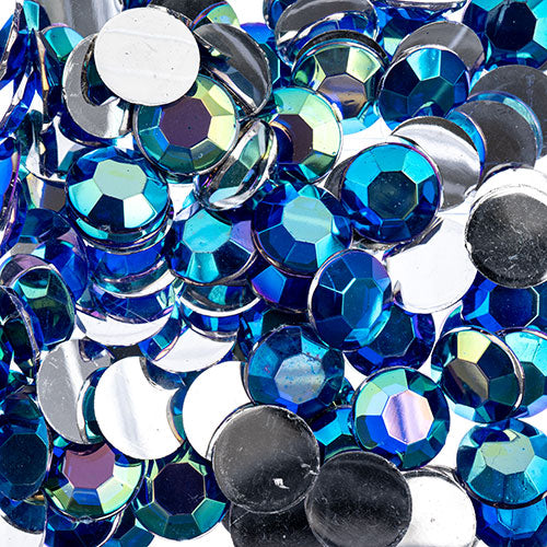 Acrylic Round Flat Back Rhinestones 10mm (SS45)  Aurora Borealis 500pcs/Bag
