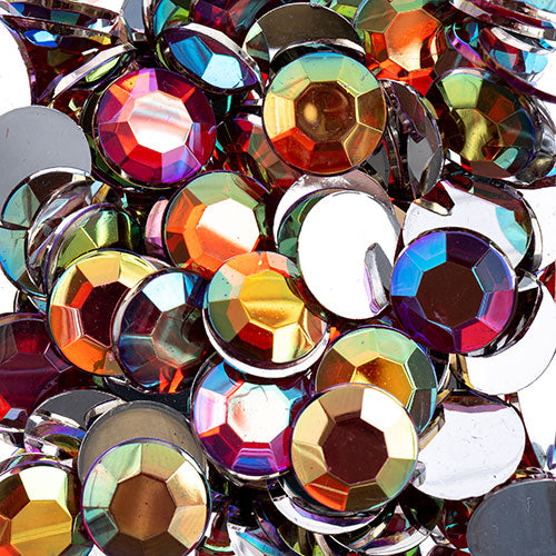Acrylic Round Flat Back Rhinestones 12mm (SS50)  Aurora Borealis 400pcs/Bag