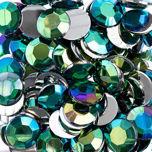 Acrylic Round Flat Back Rhinestones 12mm (SS50)  Aurora Borealis 400pcs/Bag
