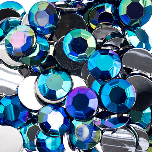Acrylic Round Flat Back Rhinestones 12mm (SS50)  Aurora Borealis 400pcs/Bag