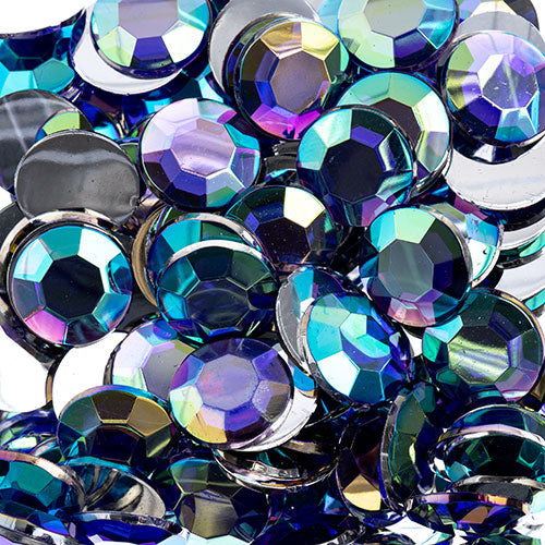 Acrylic Round Flat Back Rhinestones 12mm (SS50)  Aurora Borealis 400pcs/Bag