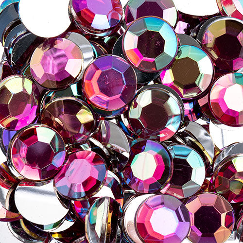 Acrylic Round Flat Back Rhinestones 12mm (SS50)  Aurora Borealis 400pcs/Bag