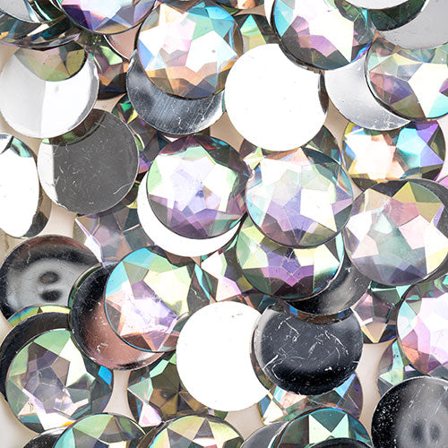 Acrylic Round Flat Back Rhinestones 20mm  Aurora Borealis 200pcs/Bag