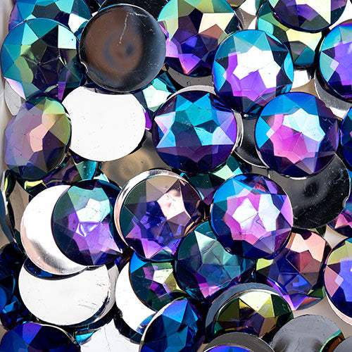 Acrylic Round Flat Back Rhinestones 20mm  Aurora Borealis 200pcs/Bag