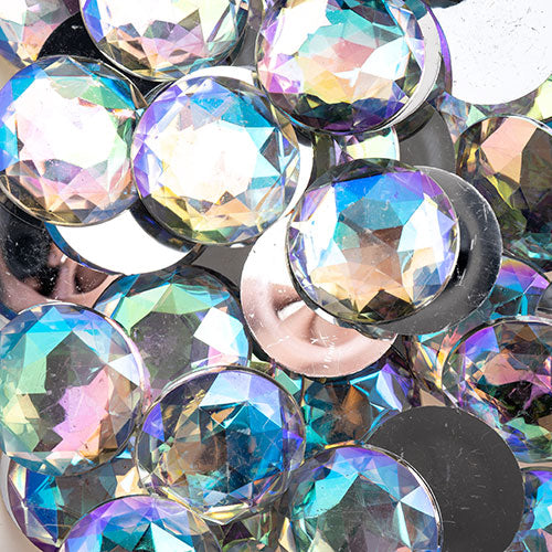 Acrylic Round Flat Back Rhinestones 25mm  Aurora Borealis 100pcs/Bag