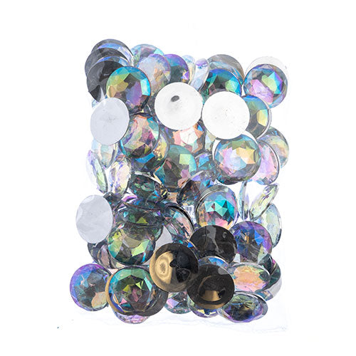 Acrylic Round Flat Back Rhinestones 25mm  Aurora Borealis 100pcs/Bag