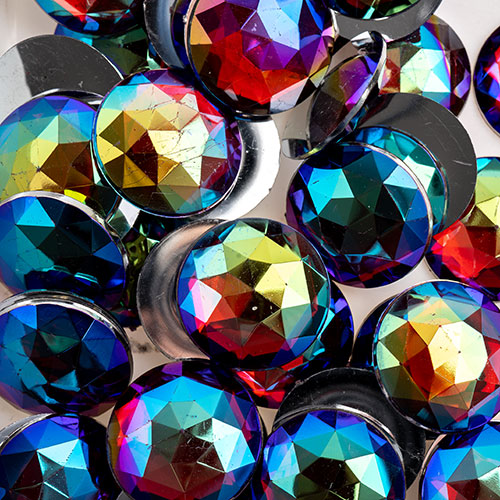 Acrylic Round Flat Back Rhinestones 25mm  Aurora Borealis 100pcs/Bag