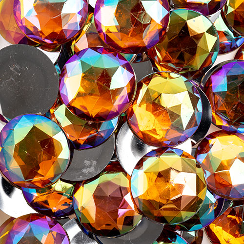 Acrylic Round Flat Back Rhinestones 25mm  Aurora Borealis 100pcs/Bag