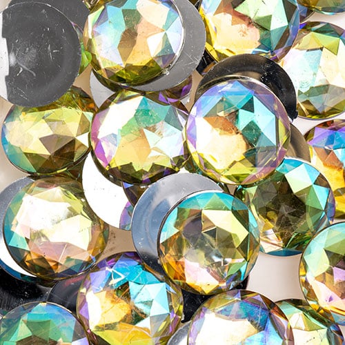 Acrylic Round Flat Back Rhinestones 25mm  Aurora Borealis 100pcs/Bag