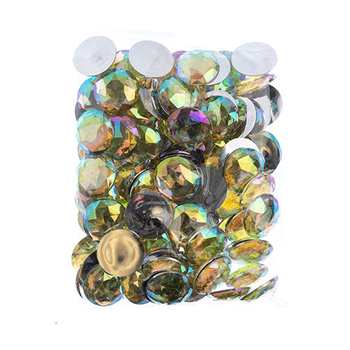 Acrylic Round Flat Back Rhinestones 25mm  Aurora Borealis 100pcs/Bag