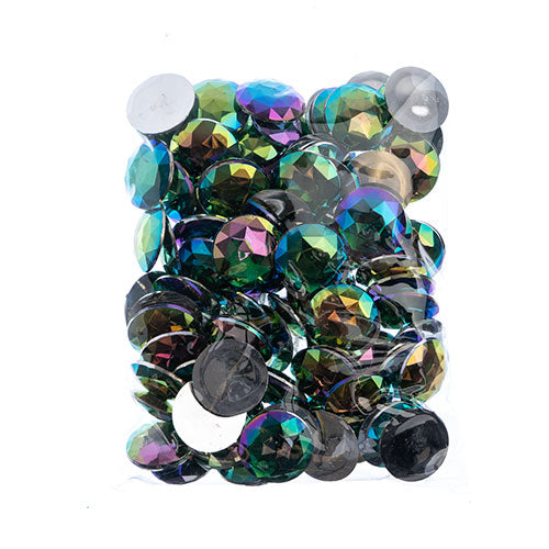 Acrylic Round Flat Back Rhinestones 25mm  Aurora Borealis 100pcs/Bag
