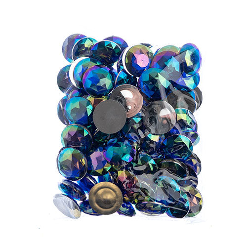 Acrylic Round Flat Back Rhinestones 25mm  Aurora Borealis 100pcs/Bag