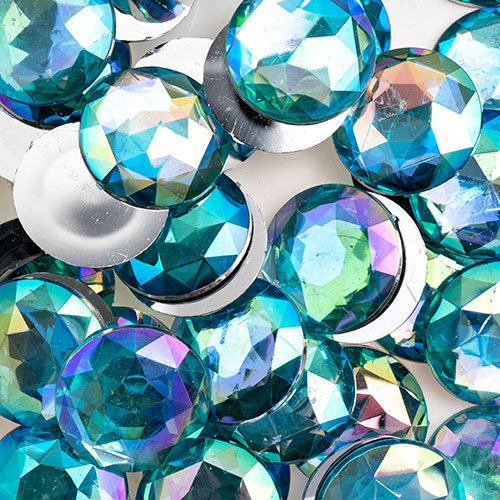 Acrylic Round Flat Back Rhinestones 25mm  Aurora Borealis 100pcs/Bag