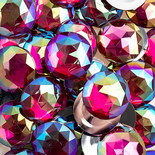 Acrylic Round Flat Back Rhinestones 25mm  Aurora Borealis 100pcs/Bag