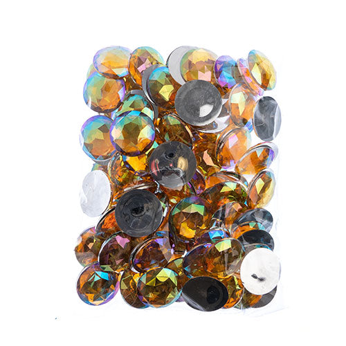 Acrylic Round Flat Back Rhinestones 25mm  Aurora Borealis 100pcs/Bag