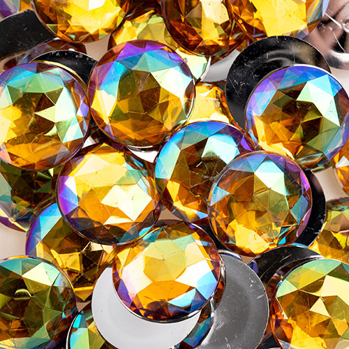 Acrylic Round Flat Back Rhinestones 25mm  Aurora Borealis 100pcs/Bag