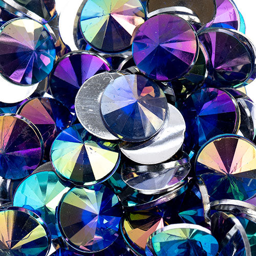 Acrylic Rivoli Flat Back Rhinestones 14mm  Aurora Borealis 200pcs/Bag