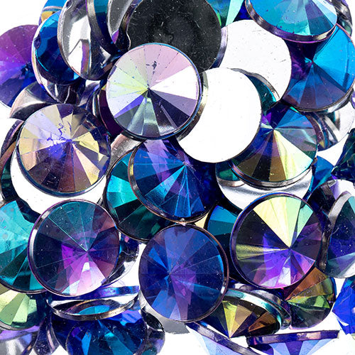 Acrylic Rivoli Flat Back Rhinestones 14mm  Aurora Borealis 200pcs/Bag