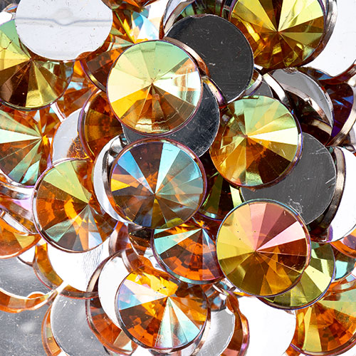 Acrylic Rivoli Flat Back Rhinestones 14mm  Aurora Borealis 200pcs/Bag