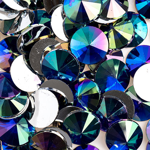Acrylic Rivoli Flat Back Rhinestones 18mm  Aurora Borealis 200pcs/Bag