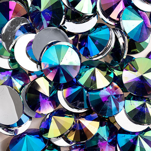 Acrylic Rivoli Flat Back Rhinestones 18mm  Aurora Borealis 200pcs/Bag