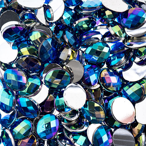 Acrylic Oval Flat Back Rhinestones 8x10mm  Aurora Borealis 200pcs/Bag