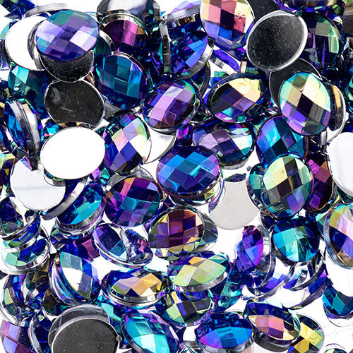 Acrylic Oval Flat Back Rhinestones 8x10mm  Aurora Borealis 200pcs/Bag