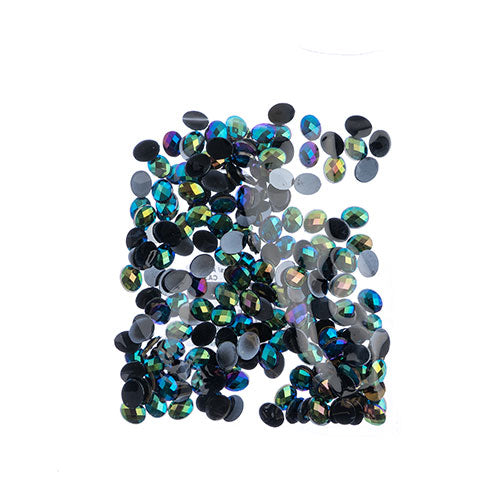 Acrylic Oval Flat Back Rhinestones 8x10mm  Aurora Borealis 200pcs/Bag