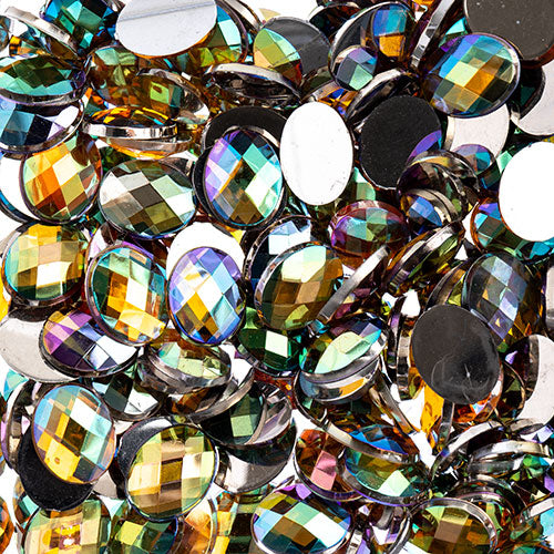 Acrylic Oval Flat Back Rhinestones 8x10mm  Aurora Borealis 200pcs/Bag