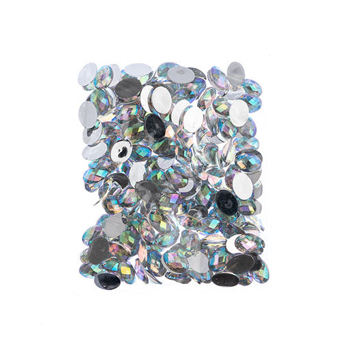 Acrylic Oval Flat Back Rhinestones 10x14mm  Aurora Borealis 200pcs/Bag