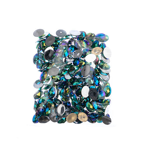 Acrylic Oval Flat Back Rhinestones 10x14mm  Aurora Borealis 200pcs/Bag