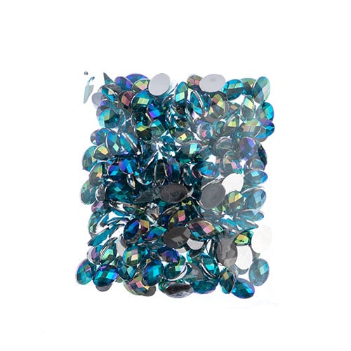 Acrylic Oval Flat Back Rhinestones 10x14mm  Aurora Borealis 200pcs/Bag