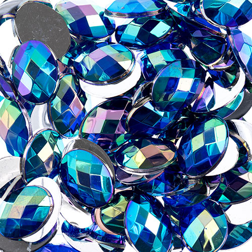 Acrylic Oval Flat Back Rhinestones 10x14mm  Aurora Borealis 200pcs/Bag