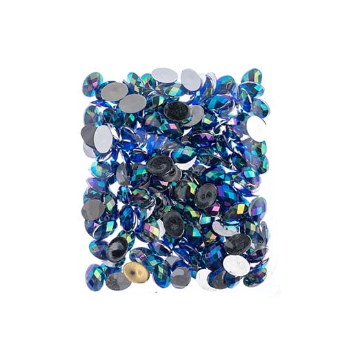 Acrylic Oval Flat Back Rhinestones 10x14mm  Aurora Borealis 200pcs/Bag