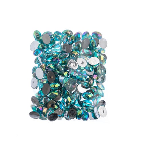Acrylic Oval Flat Back Rhinestones 10x14mm  Aurora Borealis 200pcs/Bag