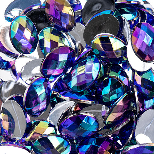 Acrylic Oval Flat Back Rhinestones 10x14mm  Aurora Borealis 200pcs/Bag