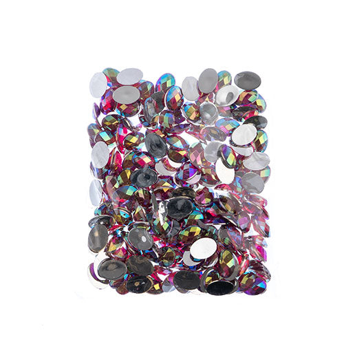 Acrylic Oval Flat Back Rhinestones 10x14mm  Aurora Borealis 200pcs/Bag