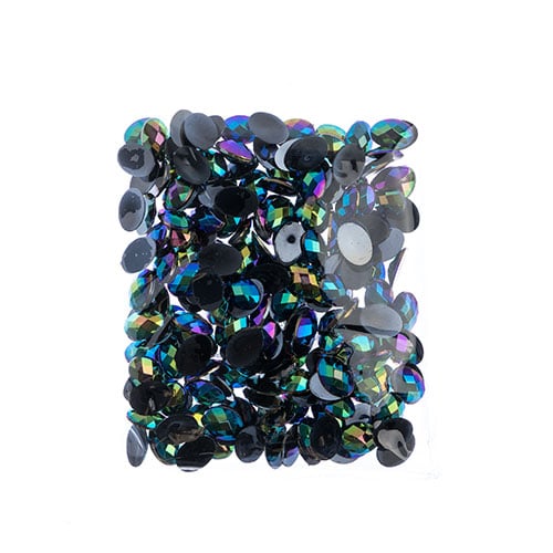 Acrylic Oval Flat Back Rhinestones 10x14mm  Aurora Borealis 200pcs/Bag