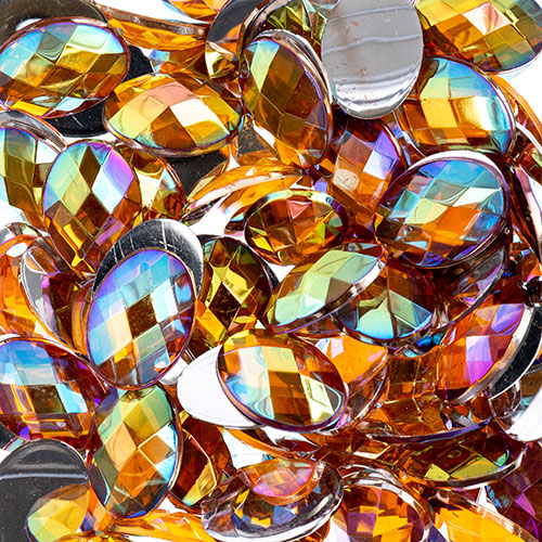 Acrylic Oval Flat Back Rhinestones 10x14mm  Aurora Borealis 200pcs/Bag