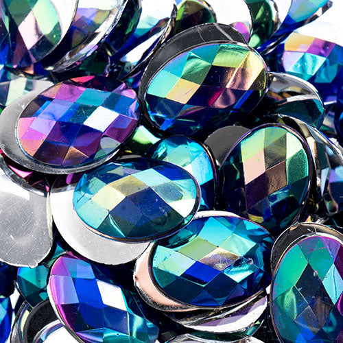 Acrylic Oval Flat Back Rhinestones 18x13mm  Aurora Borealis 200pcs/Bag