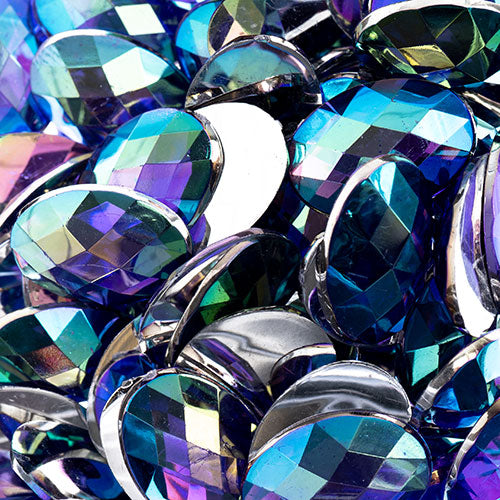 Acrylic Oval Flat Back Rhinestones 18x13mm  Aurora Borealis 200pcs/Bag