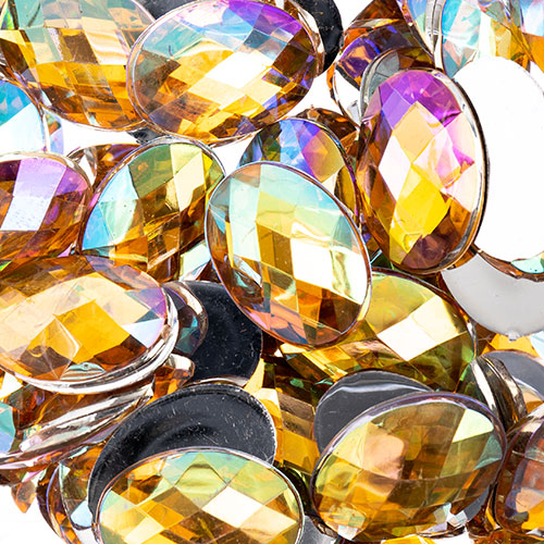 Acrylic Oval Flat Back Rhinestones 18x13mm  Aurora Borealis 200pcs/Bag