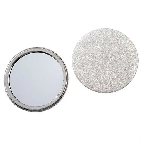 Metal Backed Mirror 2.5in Silver Glitter Back 10pc