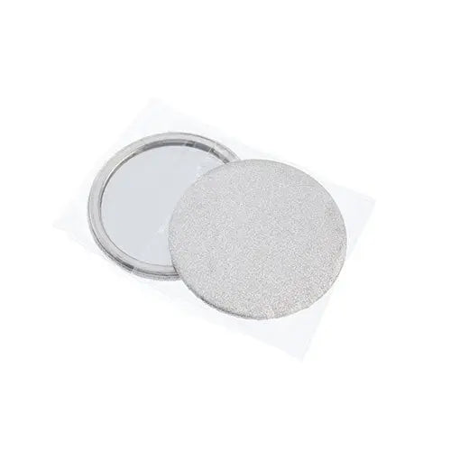 Metal Backed Mirror 2.5in Silver Glitter Back 10pc