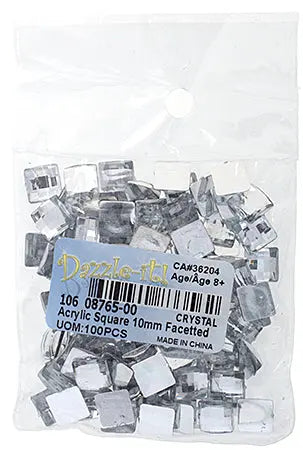 Acrylic Square Facetted 10mm 