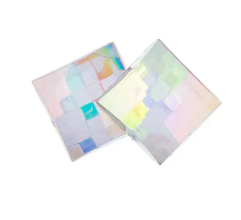 Acrylic Square Facetted 18mm Crystal Aurora Borealis
