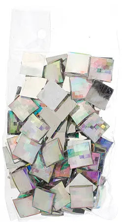 Acrylic Square Facetted 18mm Crystal Aurora Borealis