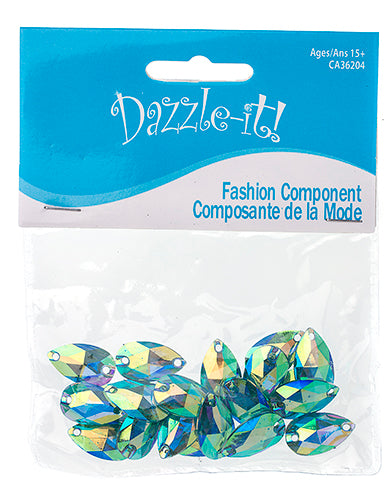 Resin Sew-On Metalico Stone Drop 10.5x18mm  Aurora Borealis