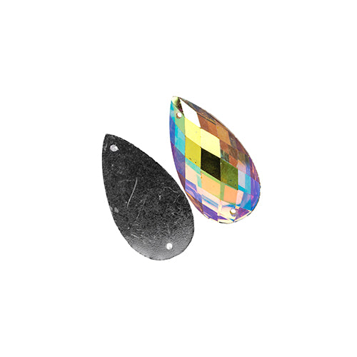 Resin Sew-On Metalico Stone Drop 10.5x18mm  Aurora Borealis