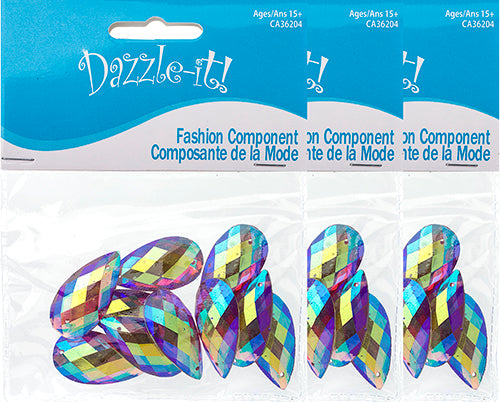 Resin Sew-On Metalico Stone Drop 16x30mm  Aurora Borealis